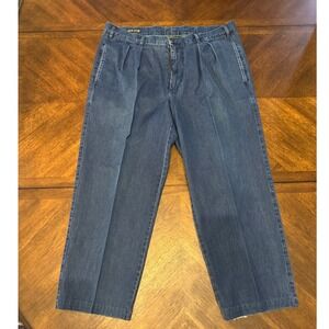Orvis Denim Pants‎ Mens Pleated Front Jeans Blue Relaxed Fit 38X27 |O1